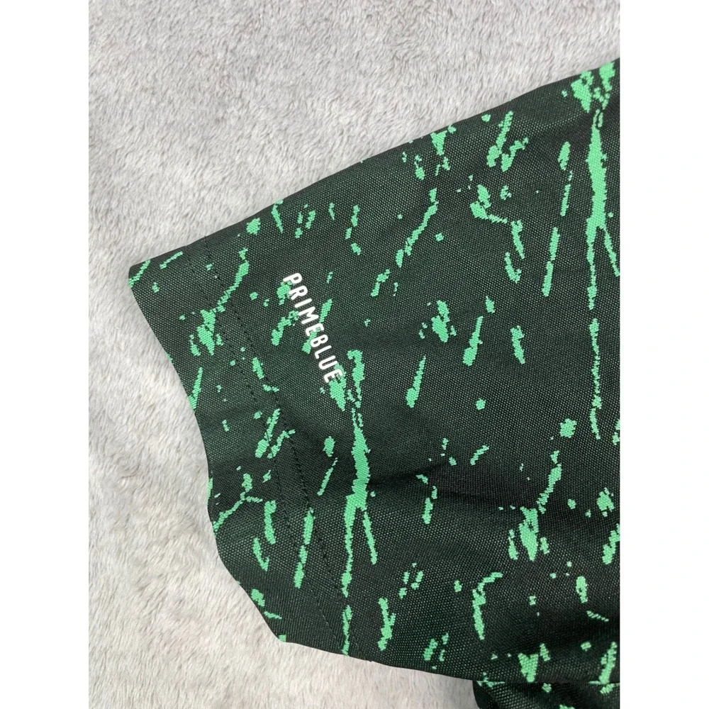 Adidas Golf Shirt Men's Primeblue Jacquard Print Polo Green Black Camelback Logo